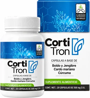 Frasco y caja de CortiTron